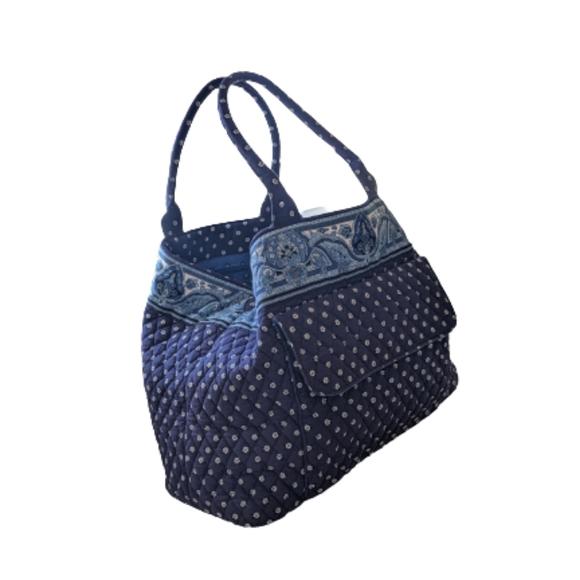 Vera Bradley Large Quilted Tote! Beautiful Blue Paisley Print - Picture 4 of 7
